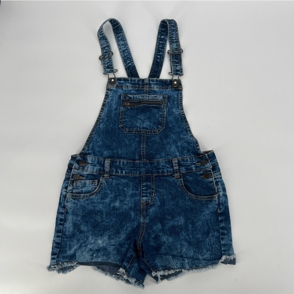 Jordache Cut Off Embellished Jean Shortalls Size 14/16 Girl’s - Picture 1 of 6